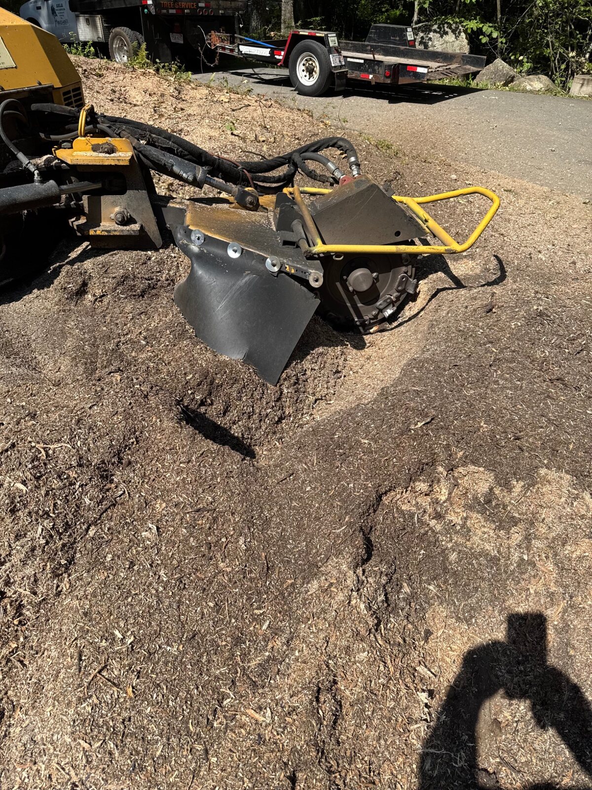 Stump grinder removing a stump